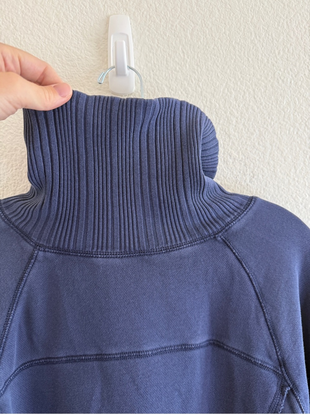 aerie Navy Ribbed Funnel Neck Sweatshirt - Picture 6 of 10